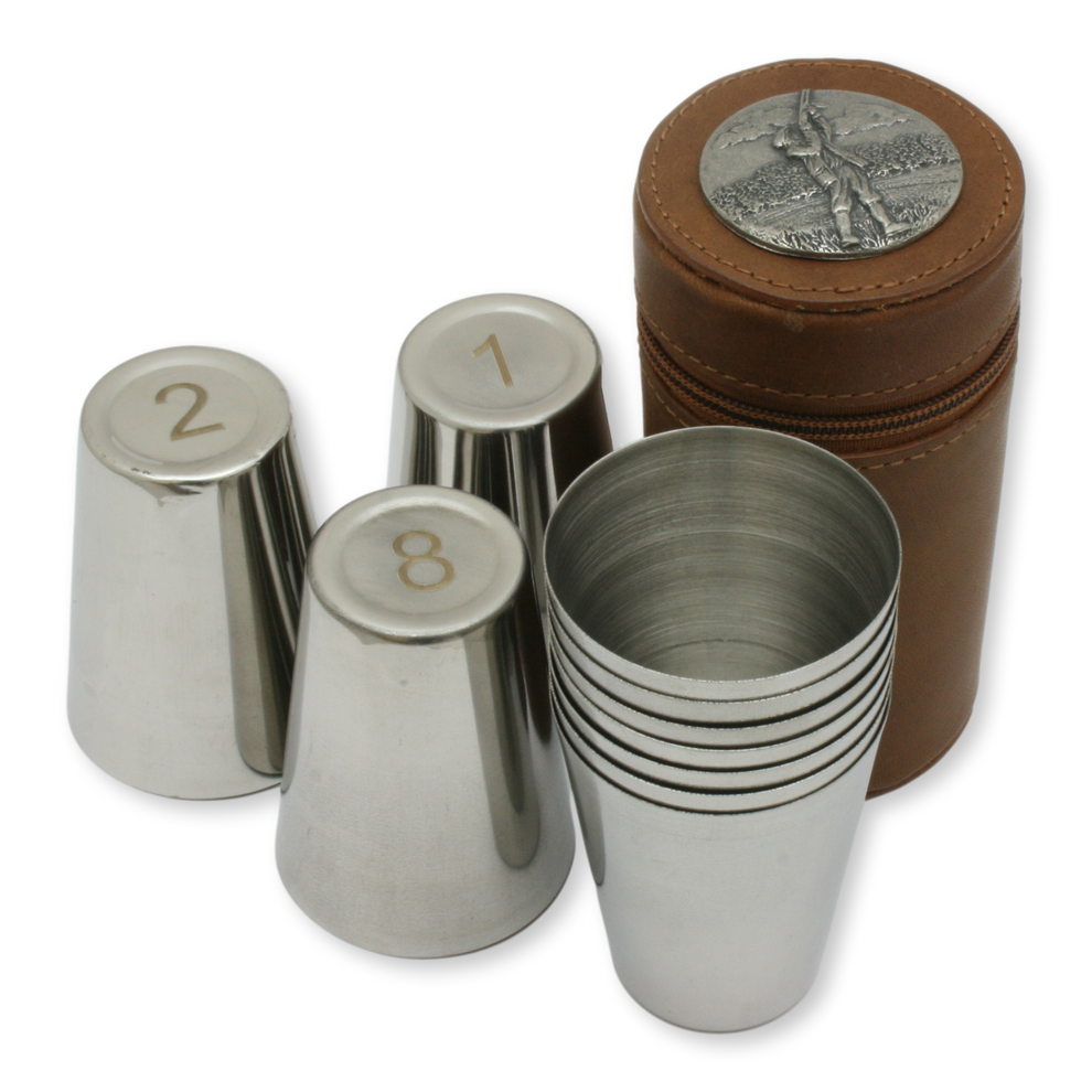 Game Shooter Style 1-10 Numbered Cups In Brown Leather Zip Case ...