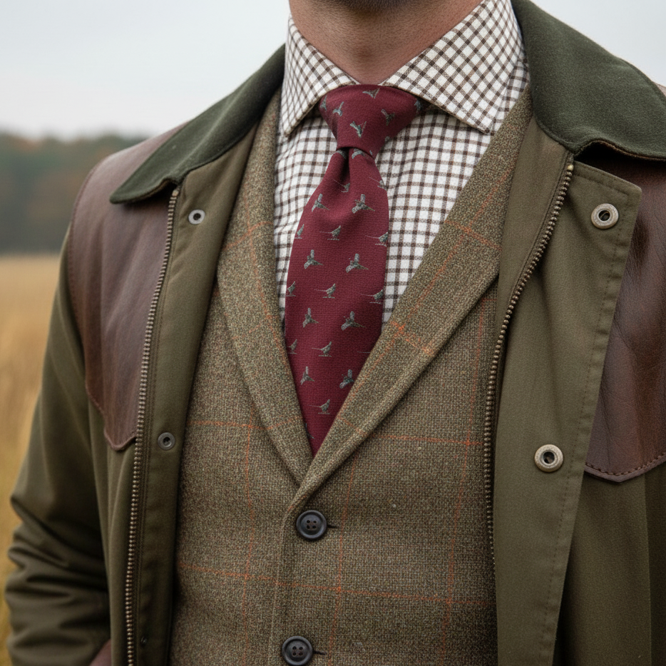 Personalised Gift Box Silk Pheasant Tie Burgundy, Mustard Or Green Colours