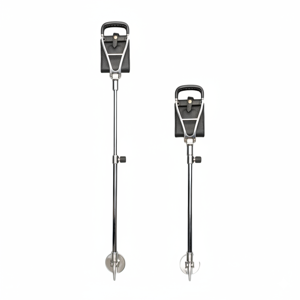 Shooting Stick Seat in Black Leather Adjustable & Lightweight