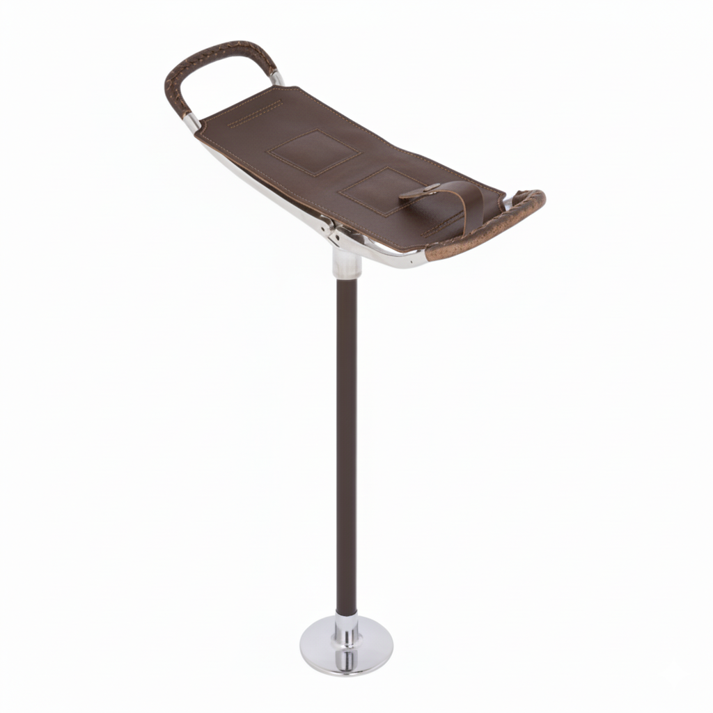 Shooting Stick Seat in Brown Leather