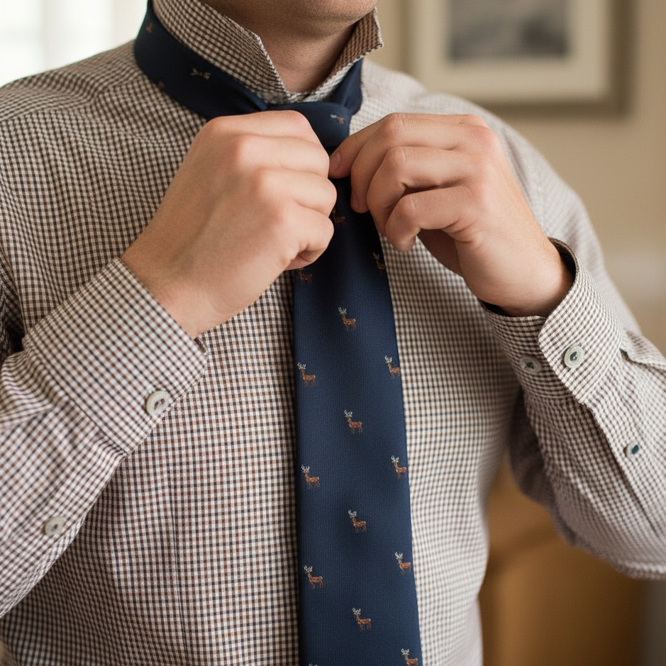 Luxury Navy or Purple Stag Buck Deer Neck Tie