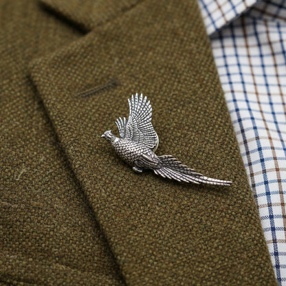 Pheasant Pin Badge On Suit