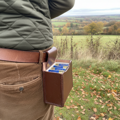 Leather Shooting or Loaders Shotgun Cartridge Box Holder with Belt Loop