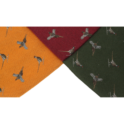 Personalised Gift Box Silk Pheasant Tie Burgundy, Mustard Or Green Colours