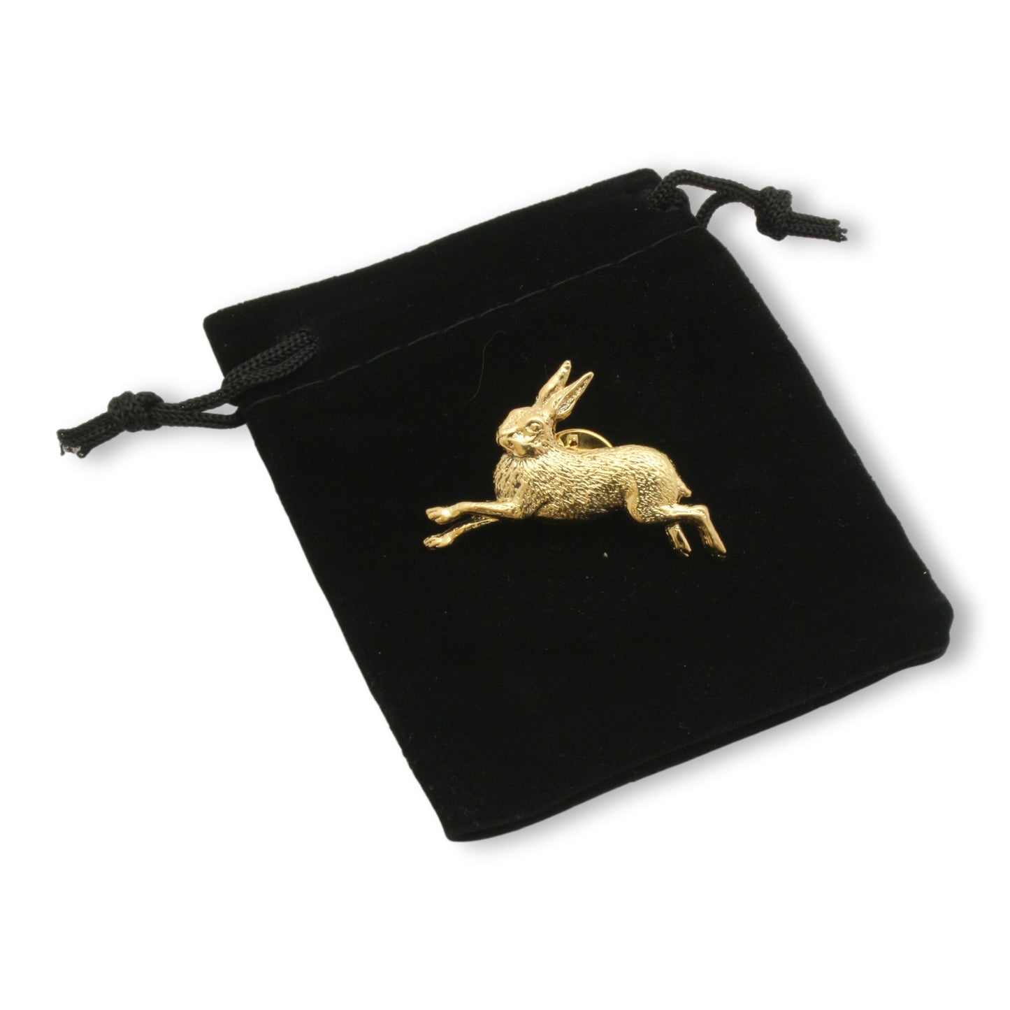Gold Hare Running Pin Badge