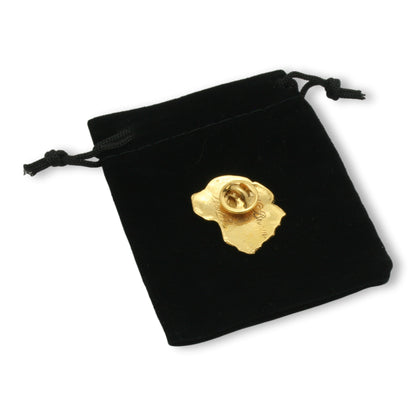 Gold Labrador Head Pin Badge Back