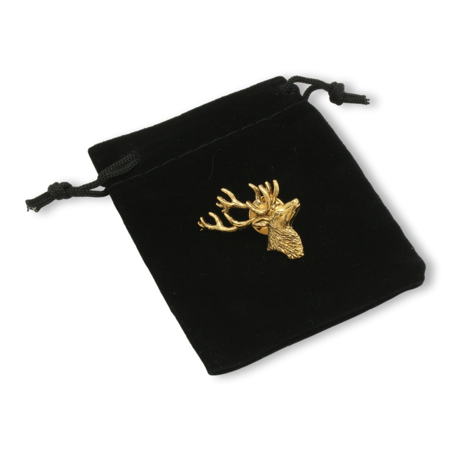 Gold Stag Head Pin Badge