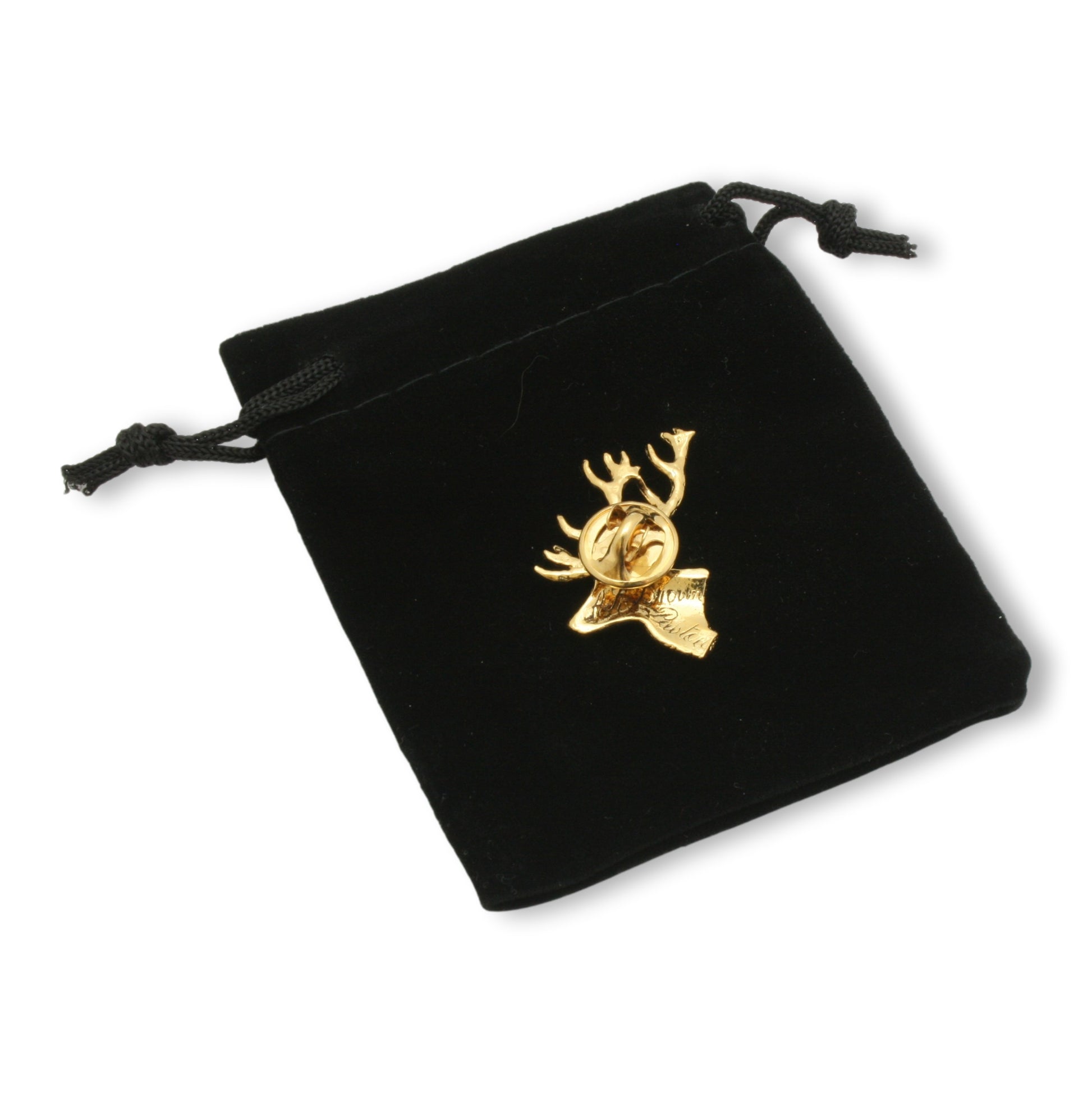 Gold Stag Head Pin Badge Back