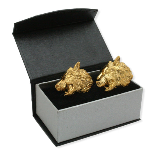 Gold Wild Boar Cufflinks