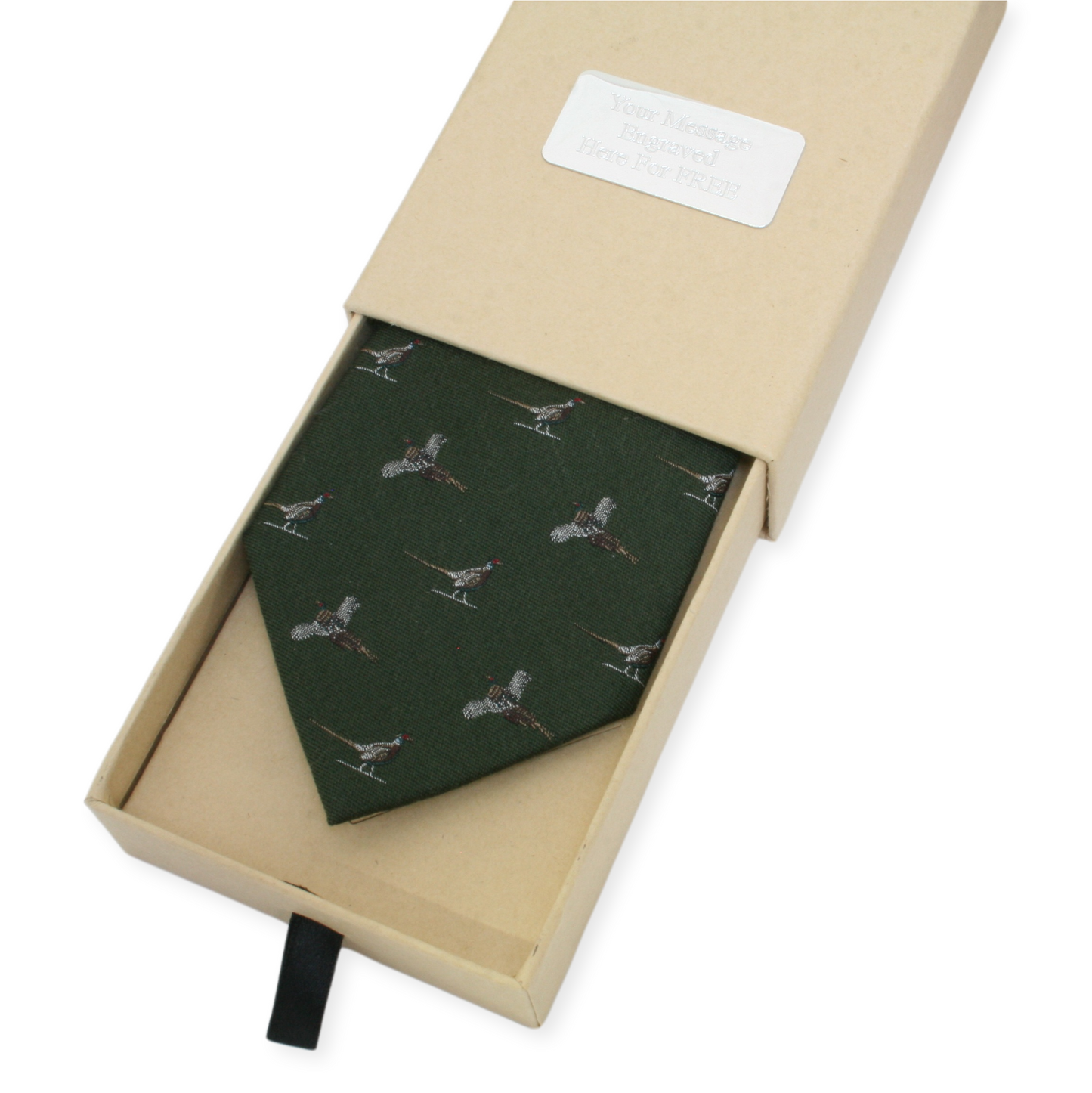 Personalised Gift Box - Silk Pheasant Tie Burgundy, Mustard Or Green Colours