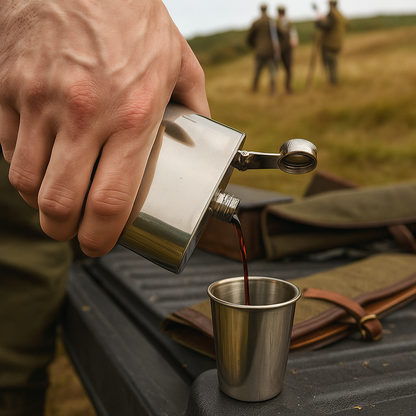 Open Shotgun Hip Flask 6oz Stainless Steel