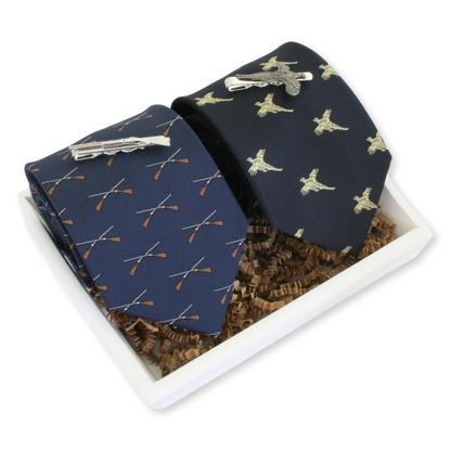 Pheasant & Shotgun Tie & Tie Clip Gift Set