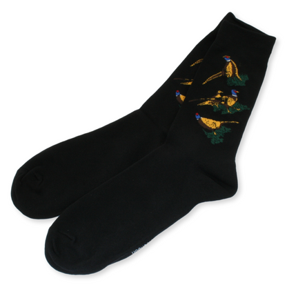 Black Pheasant Design Novelty Socks Size 6-11