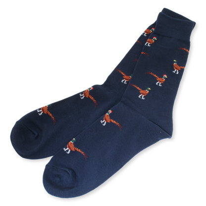 Blue Pheasant Bird Cotton Socks Size 6-11 Novelty Gift