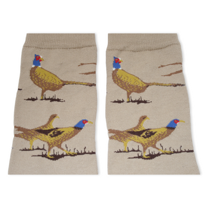 Pheasant Cock Bird Socks Light Brown Cotton Size 6-11