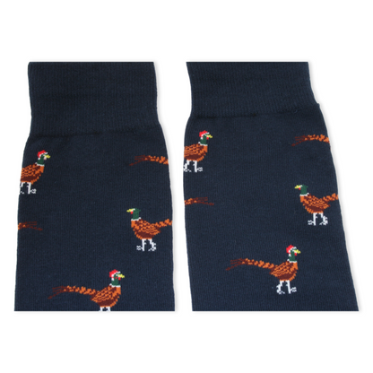 Blue Pheasant Bird Cotton Socks Size 6-11 Novelty Gift