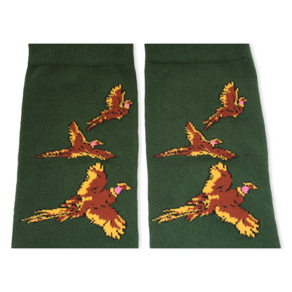 Green Cotton Pheasant Shooting Socks Size 6-11