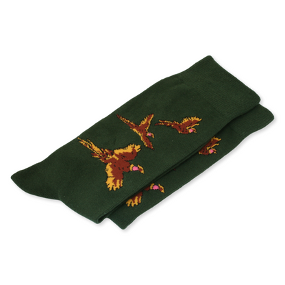 Green Cotton Pheasant Shooting Socks Size 6-11