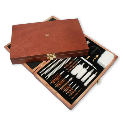 Shotgun Rifle Air Rifle Cleaning Kit Embossed Initials Wooden Box