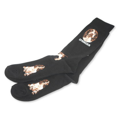 Springer Spaniel Dog Cotton Socks in Black – Unisex Sizes 6-11