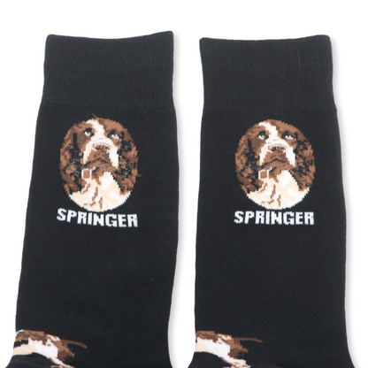 Springer Spaniel Dog Cotton Socks in Black – Unisex Sizes 6-11