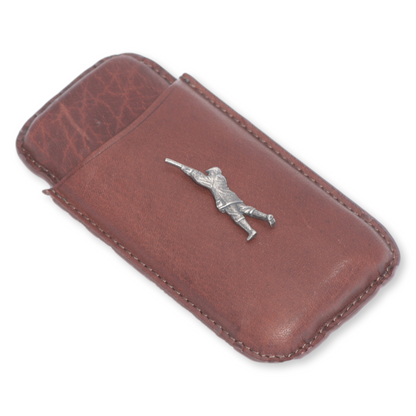 Game Shooter Style Brown Leather Cigar Case