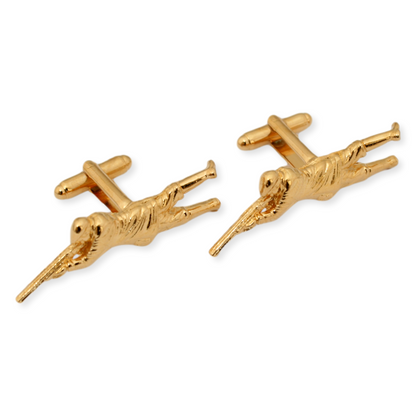 Gold Plated Game Shooter Cufflinks & Tie Clip Set
