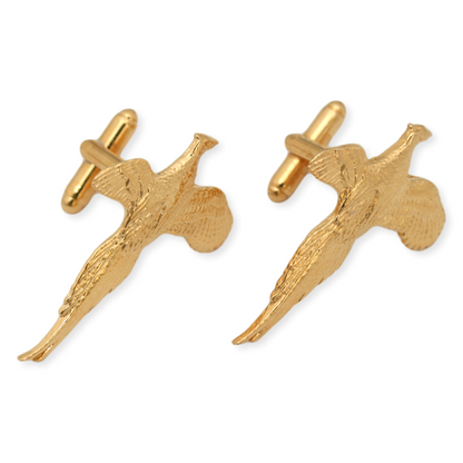 Pheasant Gold Plated 22ct Cufflinks Game Shooting