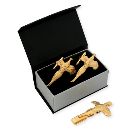 Pheasant Gold Plated 22ct Cufflinks Game Shooting