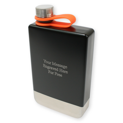 Personalised Matte Black Trekking Flask – 8oz Stainless Steel with Captive Lid