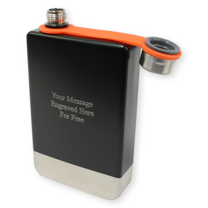 Personalised Matte Black Trekking Flask – 8oz Stainless Steel with Captive Lid