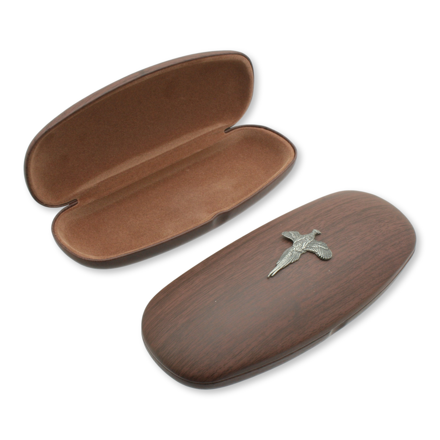 Wood Effect Hard Glasses Case With Pheasant Motif