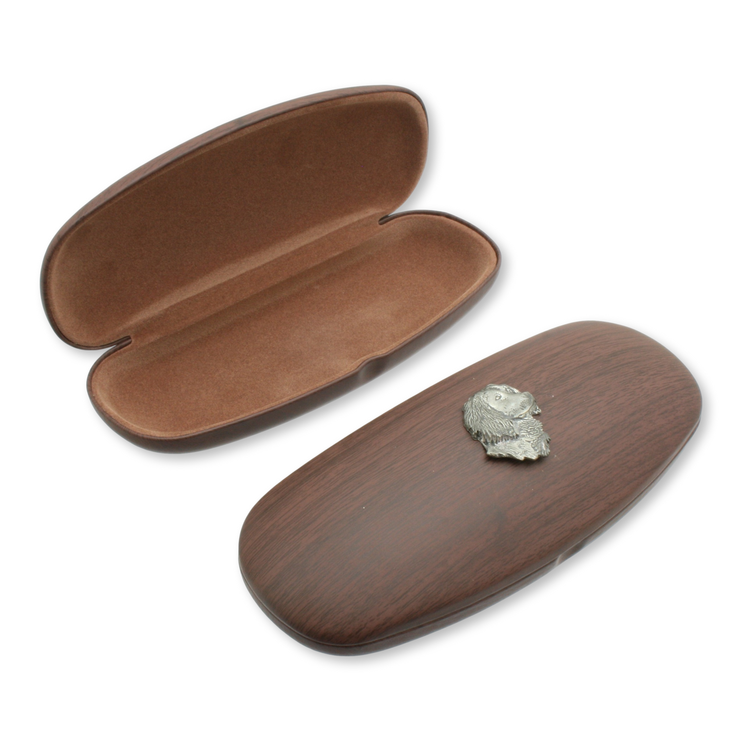 Wood Effect Hard Glasses Case With Spaniel Motif