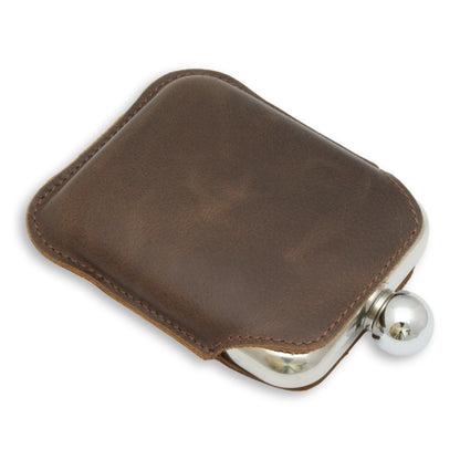 Full Leather Case Hip Flask Back