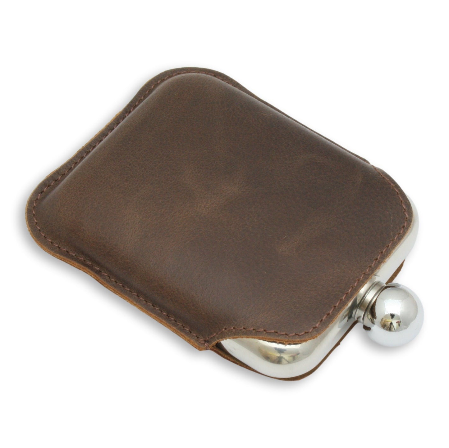 Game Shooter Leather Bound Stainless Steel Hip Flask