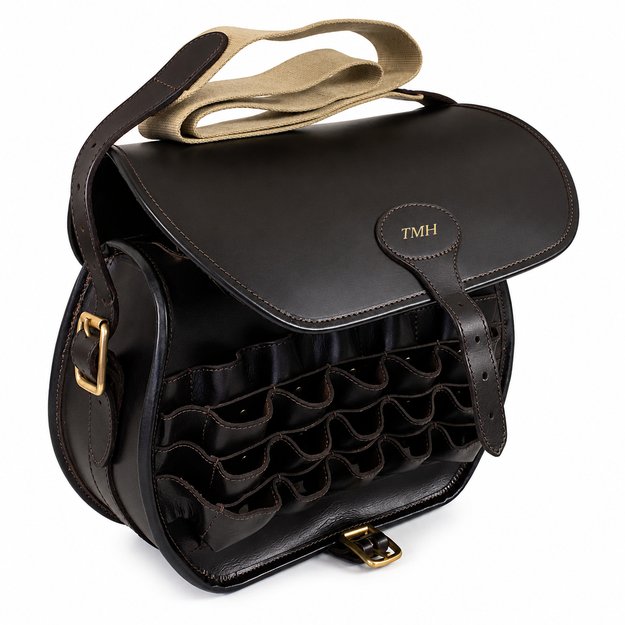 Personalised Leather Loaders Cartridge Bag With Shoulder Strap