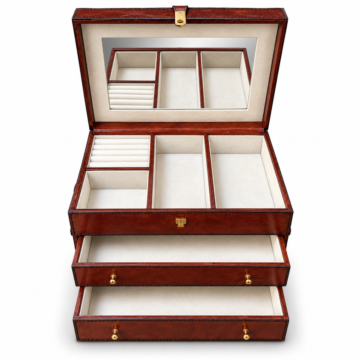 Luxury Distressed Leather Jewellery Chest