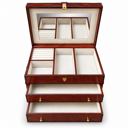 Luxury Distressed Leather Jewellery Chest