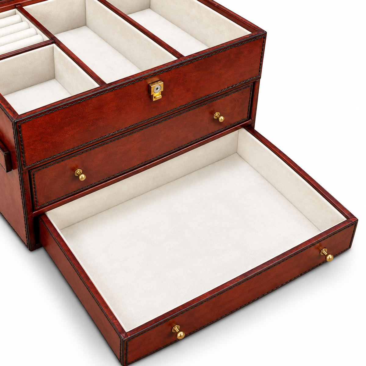 Luxury Distressed Leather Jewellery Chest