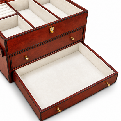 Luxury Distressed Leather Jewellery Chest