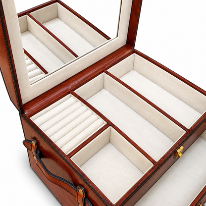 Luxury Distressed Leather Jewellery Chest