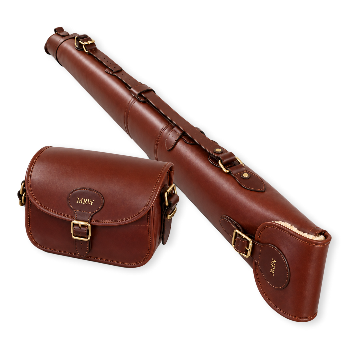 The 'Malvern' Personalised Leather Cartridge Bag & Shotgun Gun Slip Set