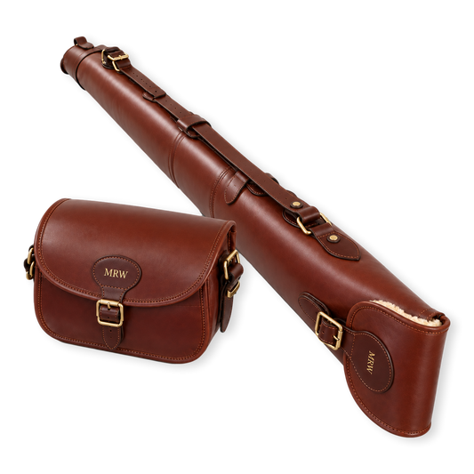The 'Malvern' Personalised Leather Cartridge Bag & Shotgun Gun Slip Set