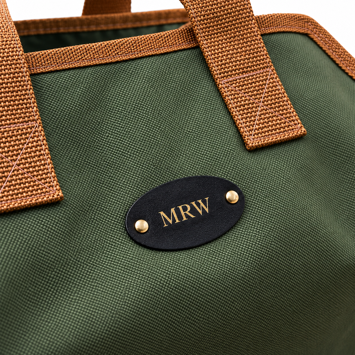 Personalised Canvas Log Carrier Bag In Olive Green