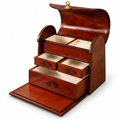 Handbag Luxury Distressed Leather Jewellery Storage Box