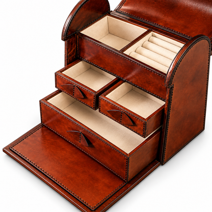 Handbag Luxury Distressed Leather Jewellery Storage Box