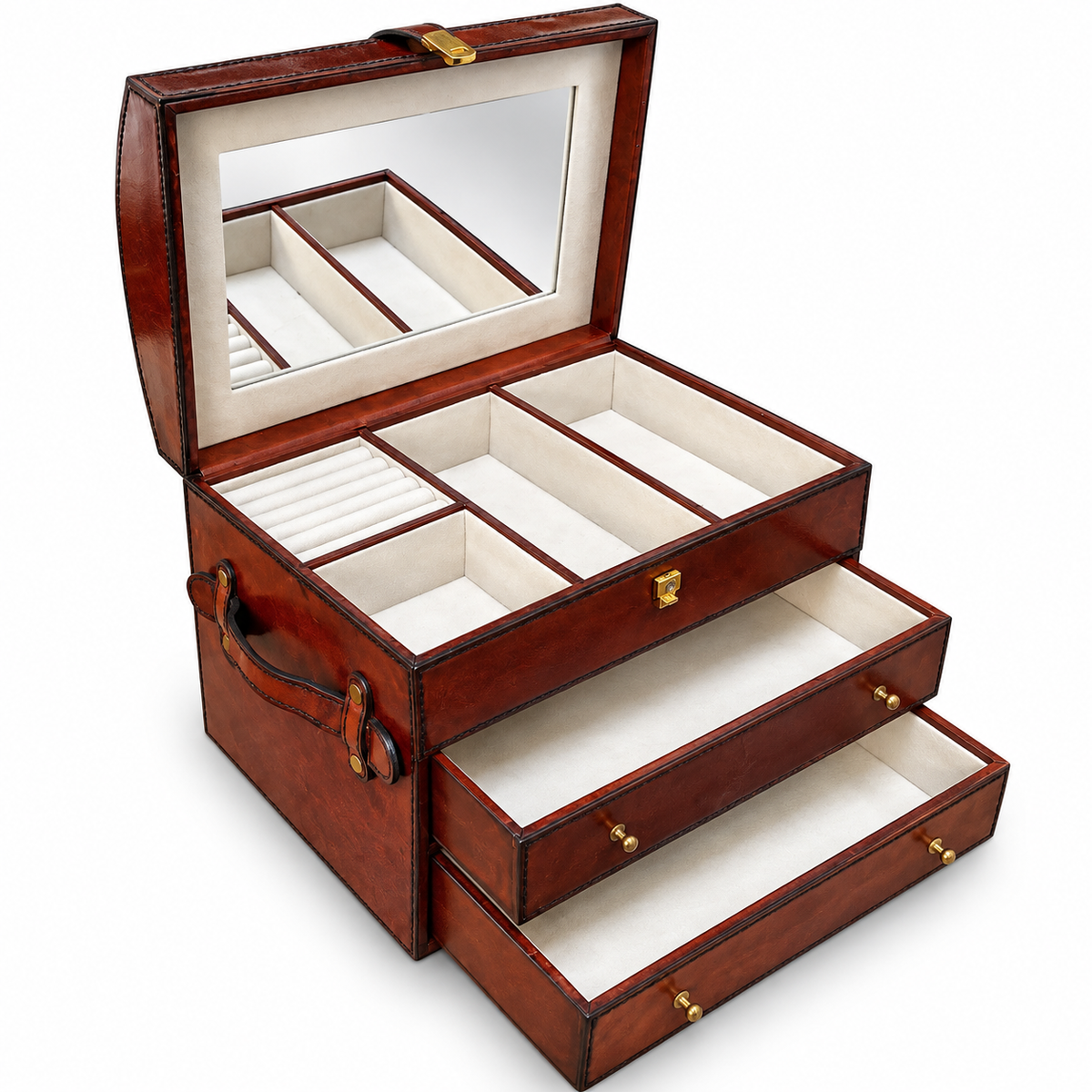 Luxury Distressed Leather Jewellery Chest