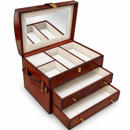 Luxury Distressed Leather Jewellery Chest