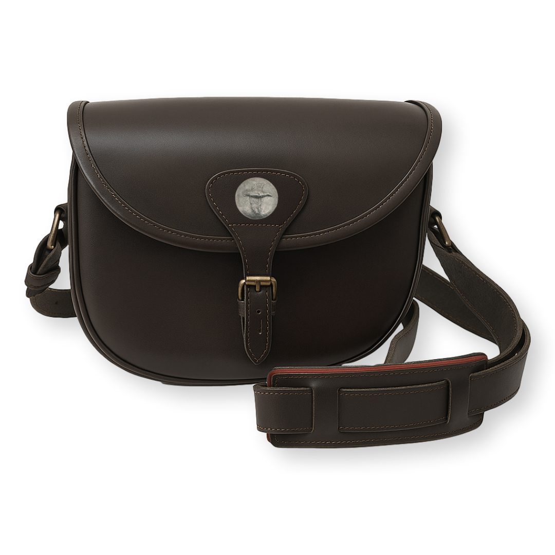 Partridge Cartridge Bag Dark Leather With Shoulder Strap