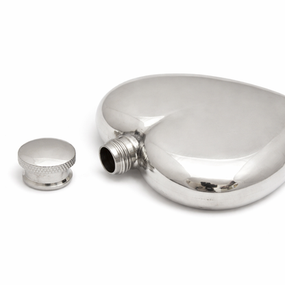 Pewter Heart Flask Open